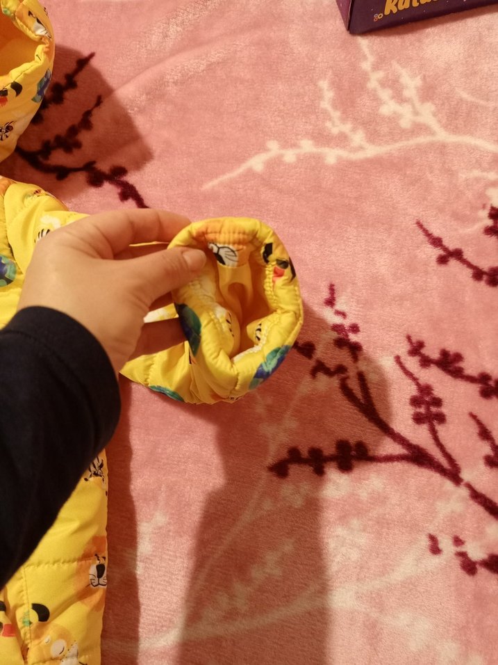 Sarı Desenli Kapüşonlu Erkek Çocuk Mont - Görsel 2