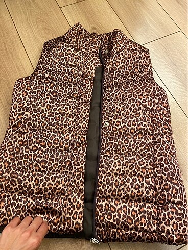 l Beden camel Renk Leopar şişme yelek