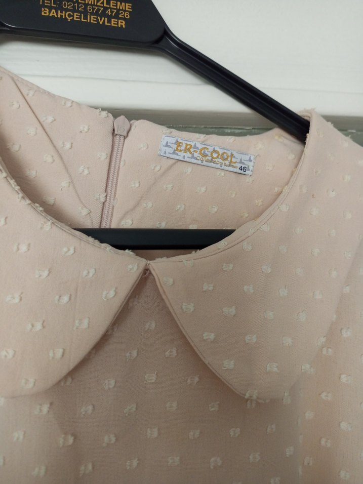 Bej Uzun Kolay Kemerli Elbise - Görsel 4