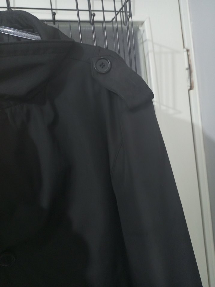 Erkek Siyah Midi Boy Düğmeli Trençkot - Görsel 4