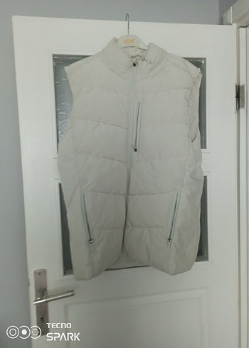 Beyaz Yüksek Yakalı Fermuarlı Kadın Yelek - Görsel 4