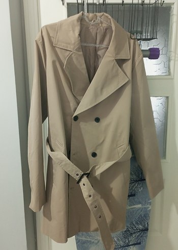 Bej Çift Düğmeli Midi Trençkot - Görsel 3