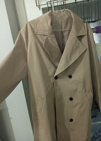 Bej Çift Düğmeli Midi Trençkot - Görsel 4