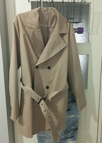 Bej Çift Düğmeli Midi Trençkot - Görsel 2