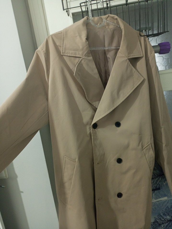 Bej Çift Düğmeli Midi Trençkot - Görsel 4