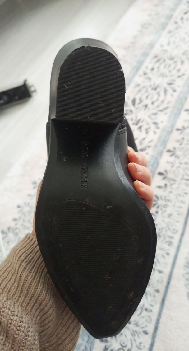 Siyah Deri Stiletto Topuklu Tokalı Kadın Bot - Görsel 4