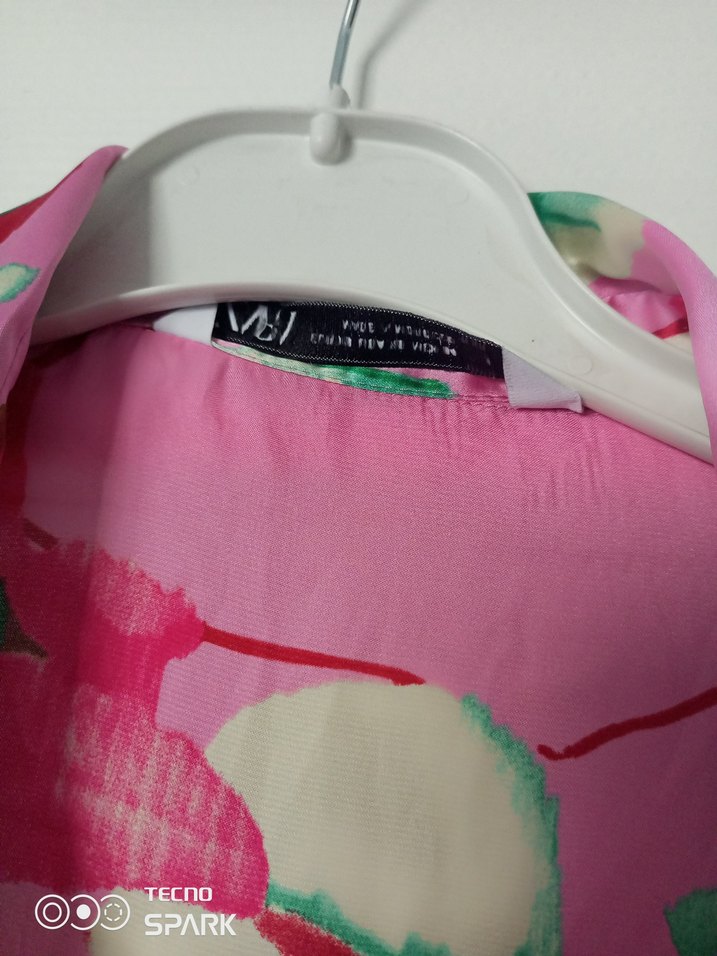 Pembe Batik Desenli Uzun Kollu Kadın Gömlek - Görsel 4