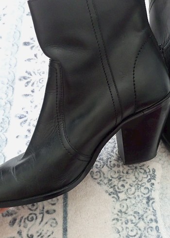 Siyah Deri Stiletto Topuklu Kadın Bot - Görsel 2