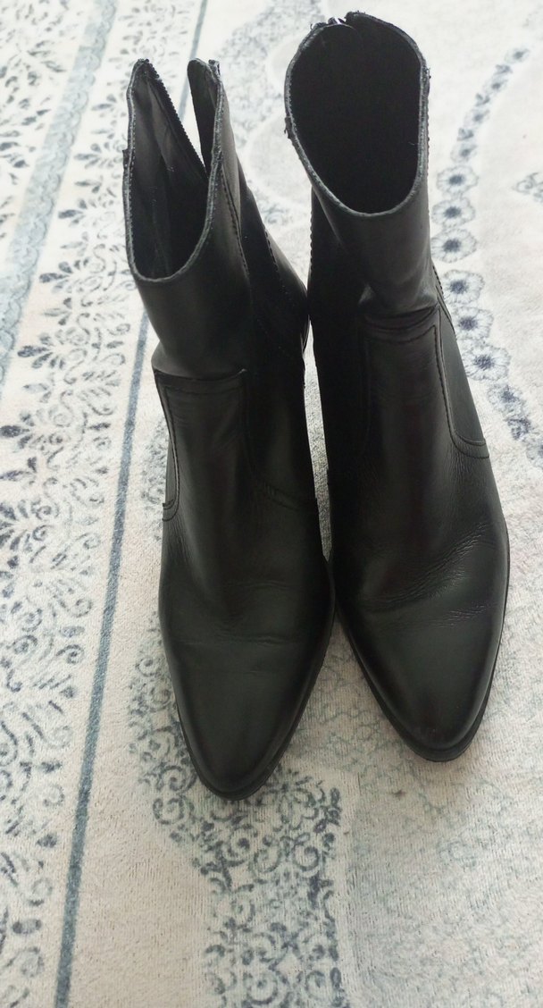 Siyah Deri Stiletto Topuklu Kadın Bot - Görsel 5