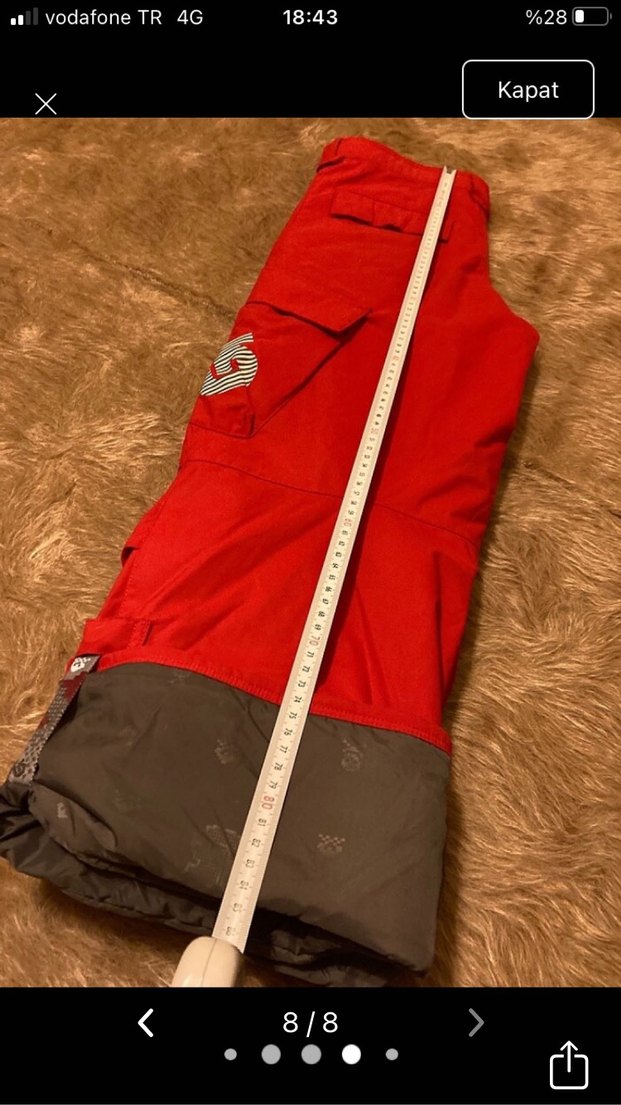 Kırmızı Fermuarlı Kayak Pantolonu - Görsel 2