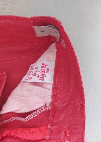 Pembe Nakışlı Kız Kot Pantolon - Görsel 4