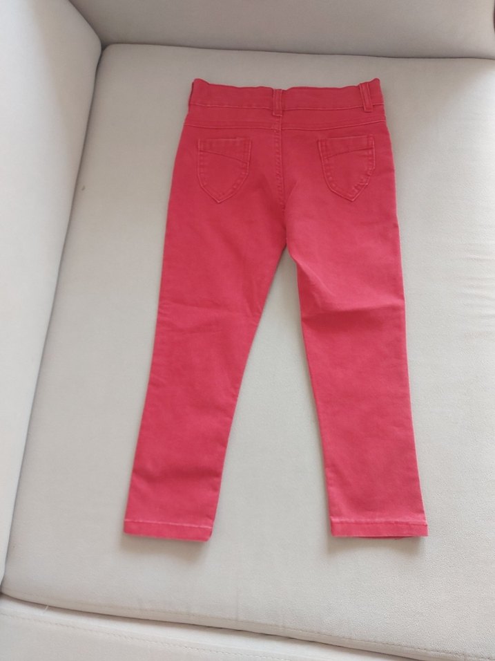 Pembe Nakışlı Kız Kot Pantolon - Görsel 5