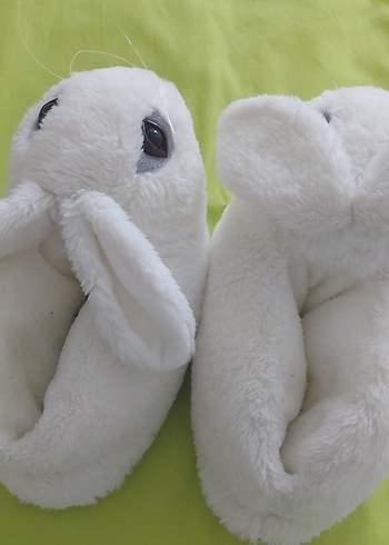 unisex Beyaz Tavşan Figürlü Sıcak Terlik - Görsel 4