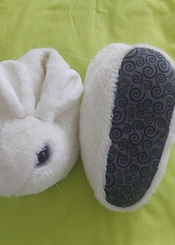 unisex Beyaz Tavşan Figürlü Sıcak Terlik - Görsel 2