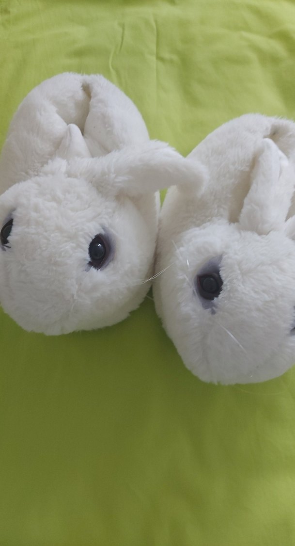 unisex Beyaz Tavşan Figürlü Sıcak Terlik - Görsel 5