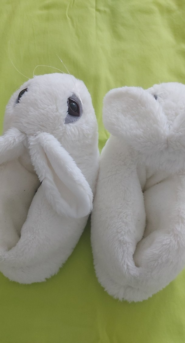 unisex Beyaz Tavşan Figürlü Sıcak Terlik - Görsel 4