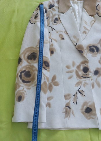 Bej Çiçek Desenli Midi Boy Bohem Kadın Ceket - Görsel 3