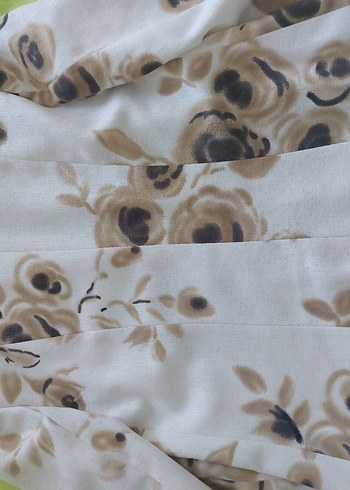 Bej Çiçek Desenli Midi Boy Bohem Kadın Ceket - Görsel 7