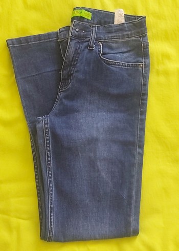 Düğmeli Mavi Denim Jean - Görsel 4
