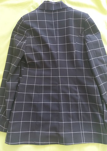 Düğmeli Siyah renk Kareli Kadın Blazer - Görsel 6