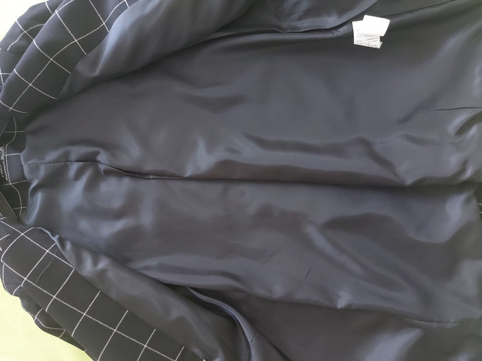 Düğmeli Siyah renk Kareli Kadın Blazer - Görsel 5