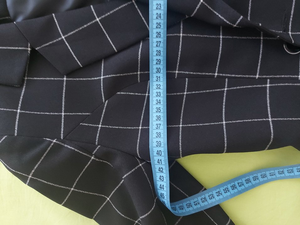 Düğmeli Siyah renk Kareli Kadın Blazer - Görsel 2