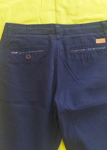 Erkek Lacivert Düğmeli Denim Şort - Görsel 5