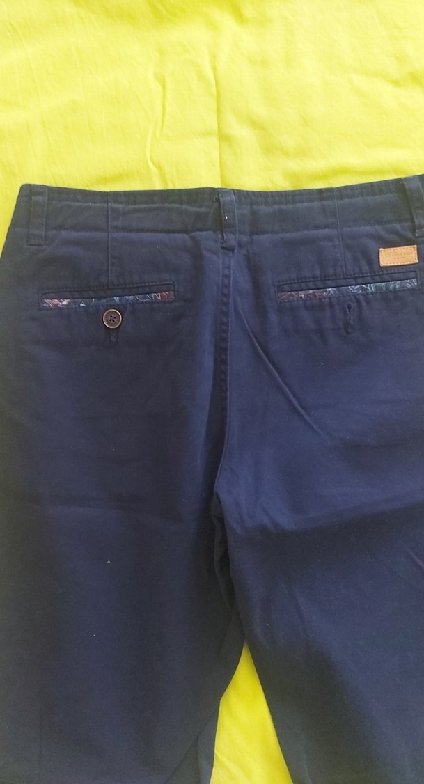 Erkek Lacivert Düğmeli Denim Şort - Görsel 5