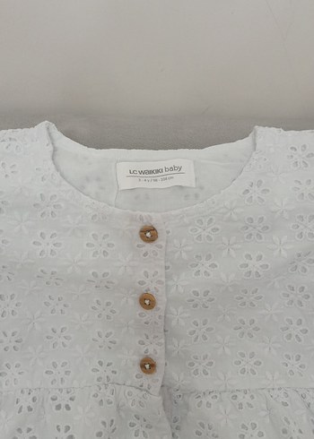 LC Waikiki Kız Çocuk Beyaz Nakışlı Pamuklu Elbise