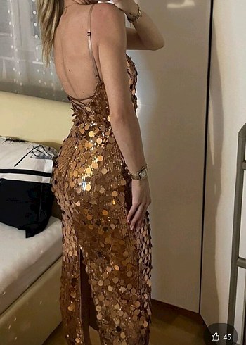 s Beden altın Renk Payetli abiye elbiseler her beden getirtilir