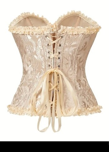Sheinside Dantel Detaylı Beyaz Straplez Vintage Büstiyer korse