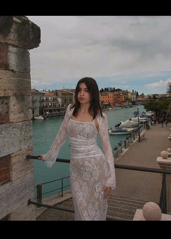 m Beden 4 eylül 2025nikah elbisesi Dantelli Beyaz Uzun Bohem Gelinlik
