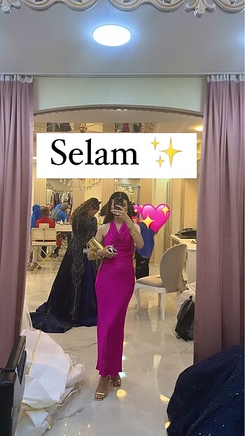 s Beden Zara fuşya pembe saten elbise