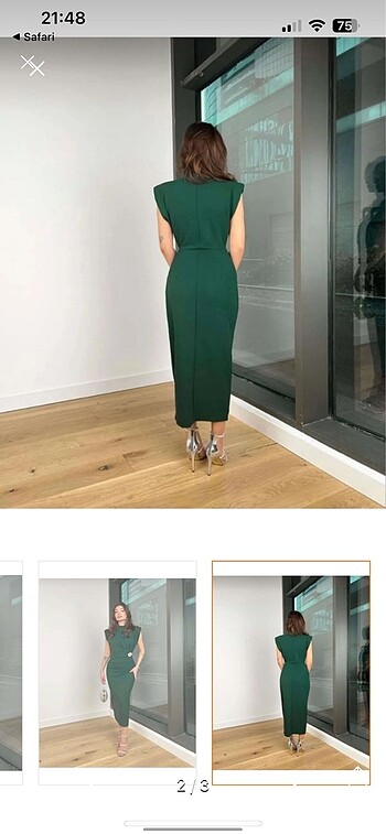 Zara Zümrüt yeşili drapeli elbise