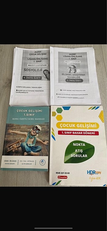 Çocuk Gelişimi 1.sınıf Bahar Dönemi Konu Anlatım Kitabı ve Soru 