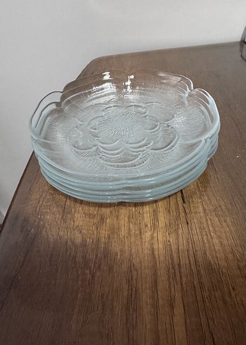 Çiçek Desenli Cam Tabak 6lı - Görsel 2