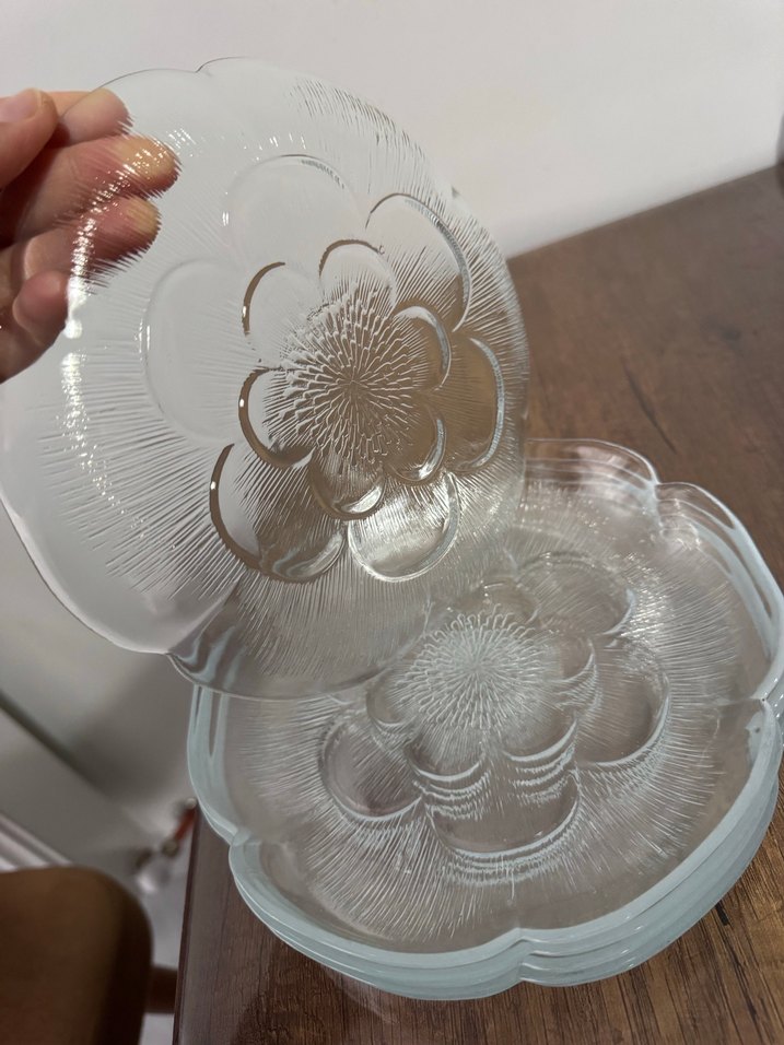 Çiçek Desenli Cam Tabak 6lı - Görsel 3