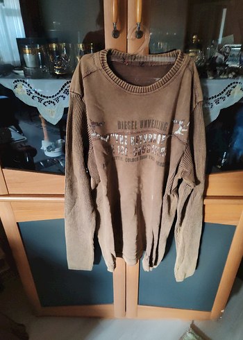 Erkek Kahverengi Triko Oversize Kazak