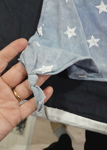 Kızlar için mavi Kısa Kollu Yıldız Desenli Tişört - Görsel 3