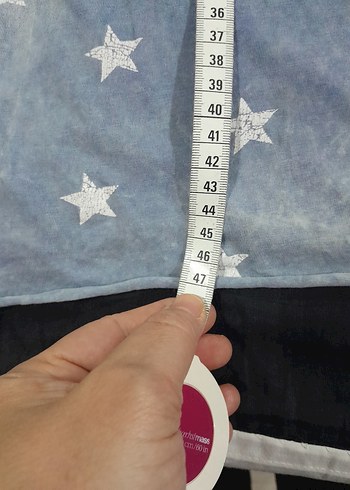 Kızlar için mavi Kısa Kollu Yıldız Desenli Tişört - Görsel 5