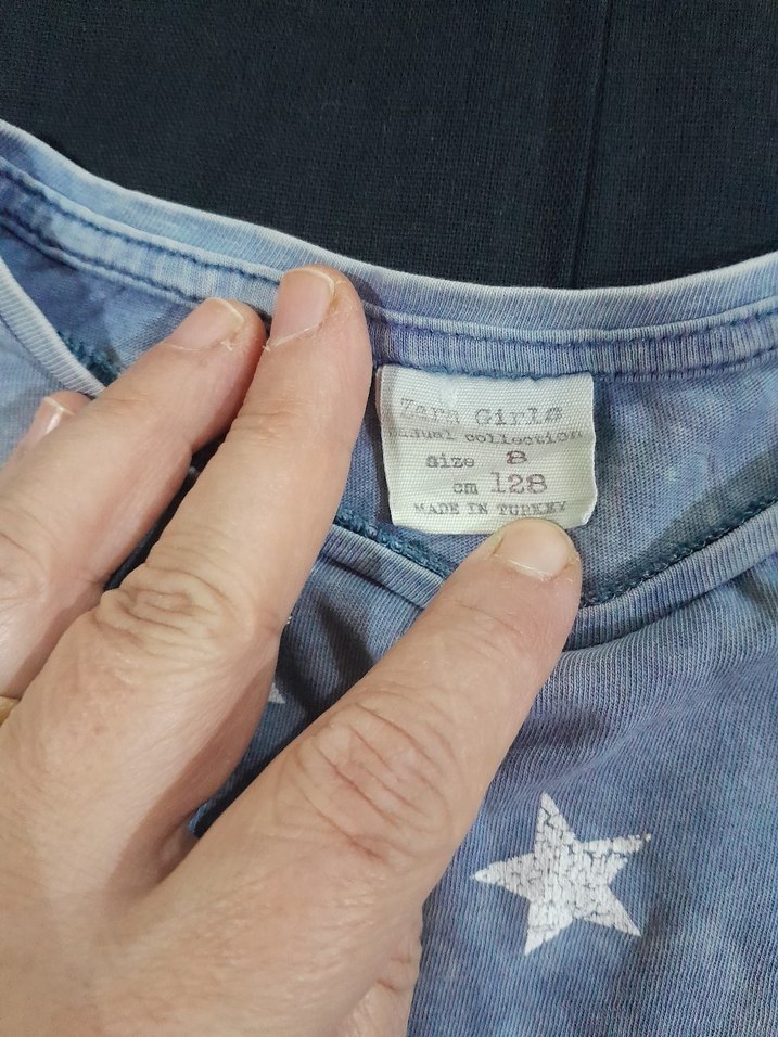 Kızlar için mavi Kısa Kollu Yıldız Desenli Tişört - Görsel 2