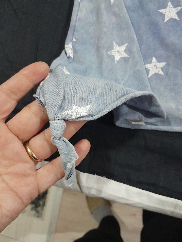 Kızlar için mavi Kısa Kollu Yıldız Desenli Tişört - Görsel 3