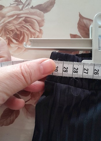 Siyah Pilili Midi İspanyol Paça Pantolon - Görsel 4