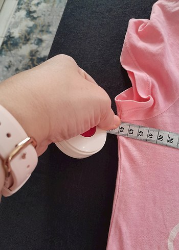 Pembe Baskılı Kız Tişörtü, Kısa Kollu - Görsel 3