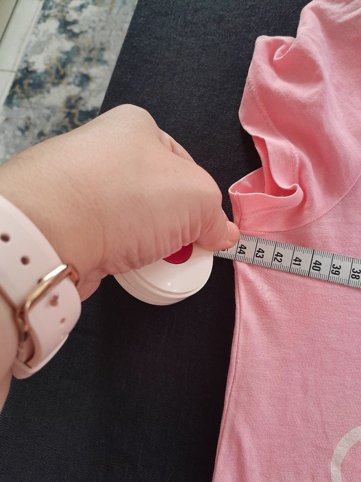 Pembe Baskılı Kız Tişörtü, Kısa Kollu - Görsel 3