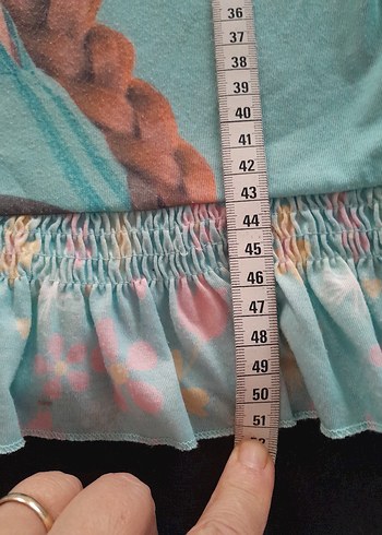 Kız Çocuk Turkuaz Baskılı Fırfırlı Atlet - Görsel 4