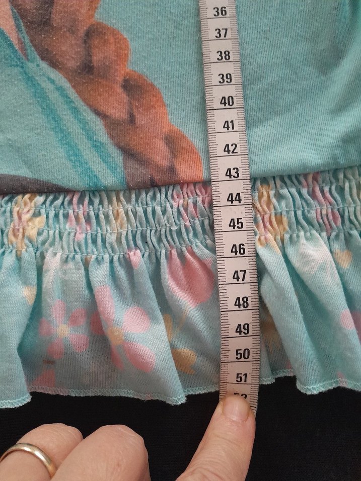 Kız Çocuk Turkuaz Baskılı Fırfırlı Atlet - Görsel 4