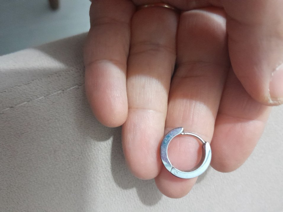 Siyah Minimalist  celik tek erkek küpe - Görsel 2