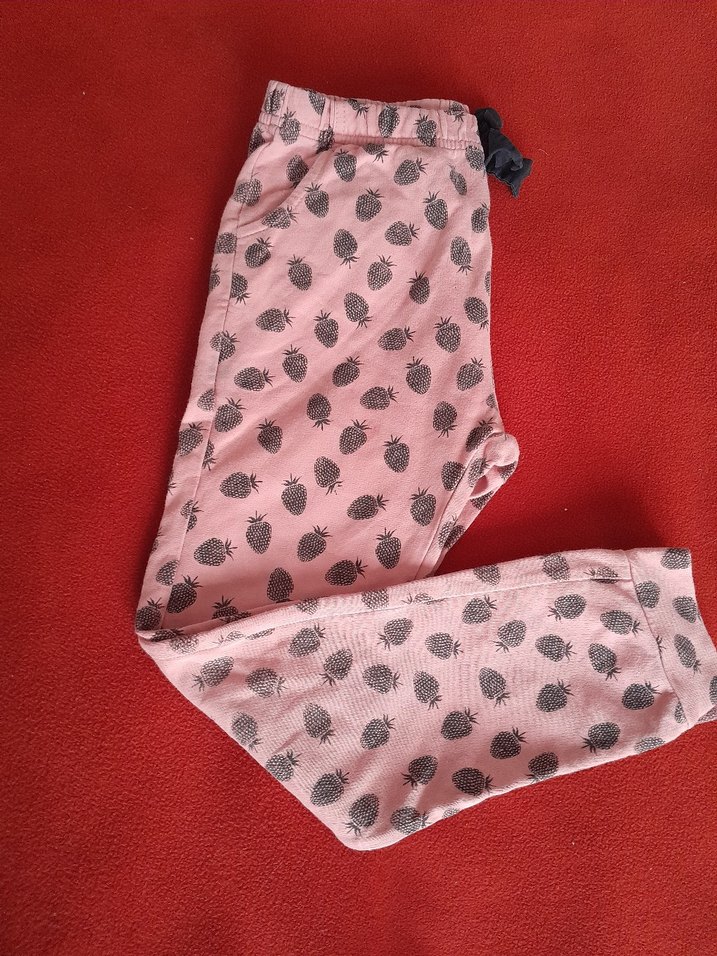 Desenli Düğmeli Pembe Kız Çocuk esofman - Görsel 4