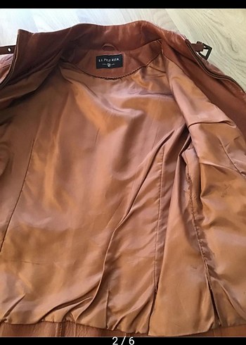 Kahverengi Deri Polo Ceket - Görsel 2